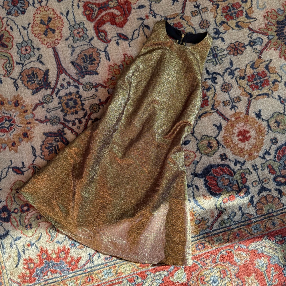 Alice + Olivia Metallic Gold Racerback Shift Dress